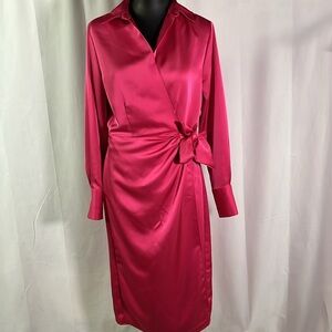 NWT Worthington Petaluma Pink Long Sleeve Wrap Dress